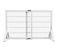 PawHut Barrière de sécurité pour Chien, barrière de Protection à 2 Panneaux Largeur réglable 63-106L x 44l x 67H cm, barrière pour escalier, Porte, couloirs, en Bois de pin et Acier, Blanc