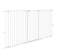 Barrière De Sécurité Pliable Pour Chien - 3 Panneaux, Porte Verrouillable - Dim. 206l X 120h Cm - Acier Pp Blanc