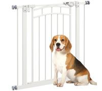 PawHut Barrière de sécurité pour Chien Extensible 74-80 cm, Double Verrouillage, Fermeture Automatique, barrière d'escalier à Fixation par Pression sans percer, Hauteur 76 cm, Blanc