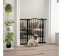 PawHut Barrière de Sécurité pour Chiens 74-94 cm avec Extension Montage à Pression Double Verrou pour Porte Escalier Noir