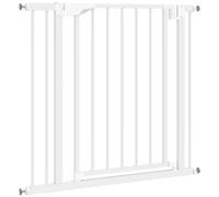 PawHut Barrière de sécurité sans perçage avec fermeture automatique pour enfants cuisine escalier 76-89 x 76 cm Blanc