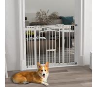PawHut Barrière d'escalier pour la protection des chiens, fermeture automatique, manipulation d'une seule main, 100 cm x 4 cm x 76 cm, blanc