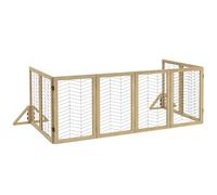 PawHut Barrière Porte Bois pour Chien Naturel 375x44x70 cm