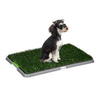 PawHut Boîte à litière pour chien avec gazon synthétique et herbe de remplacement, toilette pour chien avec bac inférieur pour l'intérieur et l'extérieur, 67x41x3,5 cm