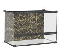 PawHut Boîte à Reptiles avec Panneau de Fond, Fermeture Sécurisée Par Rotation, Ventilation Frontale, 50x30x35cm, Noir