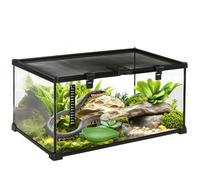 Pawhut Boîte à reptiles 50×30×25 cm verre/métal couvercle coulissant treillis métallique noir