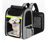 PawHut Boîte de transport extensible pour chien - 33,5 x 28 x 42 cm - Avec porte - 5 poches - Bandes réfléchissantes - Pour chats et chiens jusqu'à 10 kg - Gris clair