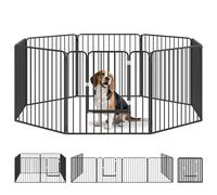 PawHut Box pour chiens de taille moyenne et petite à 8 panneaux modulables pour l'intérieur et l'extérieur, barrière pour chiens en acier avec 9 piquets, 164 x 164 x 80 cm, noir