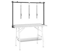 PawHut Bras de toilettage en H, 3 Boucles, 0-84 cm, Noir | Bras de table de toilettage, hauteur réglable, pour grands et moyens animaux