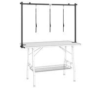PawHut Bras de toilettage pour chien avec pince en forme de H, bras de table de toilettage réglable avec 3 boucles pour animaux de compagnie de grande et moyenne taille, hauteur réglable de 0 à 84 cm
