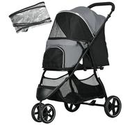 PawHut Buggy pliable pour petit chien, 10 kg, gris