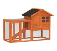 PawHut Cabane à Lapins 2 étages en Bois 123.5x62.6x92.5cm Orange