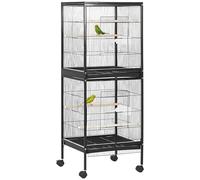 PawHut Cage 2en1 avec roues pour pinsons canaris calopsittes noir