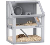 PawHut Cage à Hamster en Bois 3 étages Gris Clair