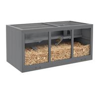 PawHut Cage à Hamster en Bois, Dessus ouvrant, pour Nain Naturel | Habitat pour petits animaux avec plateau, cage à gerbille