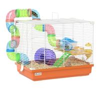 PawHut Cage à Hamster Rongeur 2 Niveaux Dim. 46L x 30l x 37H cm Orange