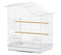 PawHut Cage à oiseau volière avec 4 portes, 2 perchoirs, plateau coulissant, pour inséparables perruches 4,7,5x36x54,5cm, blanc