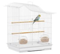 PawHut Cage à Oiseau volière avec 4 Portes, 2 perchoirs, Plateau Coulissant, pour inséparables, perruches, pinsons, 47,5 x 36 x 54,5 cm, Blanc