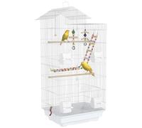 PawHut Cage à Oiseaux 46x36x100cm 4 Mangeoires Cage pour Perruche Blanc