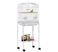 PawHut Cage à Oiseaux avec perchoirs pour Oiseau 46,5x36x124 cm Blanc | Gamelles, Balançoire, Cage à perroquet pour Budgie, Perruche