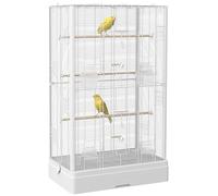 PawHut Cage à Oiseaux avec Portes pour Canaris 61 x 36,5 x 98 cm Blanc