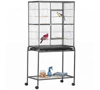 PawHut Cage à Oiseaux Portable Pratique, 77 x 47 x 163 cm Noir et Gris