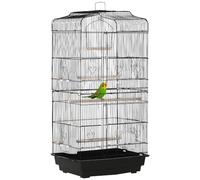 Pawhut Cage à oiseaux volière 46,5×35,5×92 cm avec mangeoires, perchoirs, plateau amovible – noir