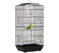 Pawhut Cage à oiseaux volière 46,5×35,5×92 cm avec mangeoires, perchoirs, plateau amovible – noir