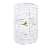 Pawhut Cage à oiseaux Volière – Mangeoires, plateau amovible, 2 portes, 46,5×35,5×92 cm