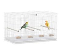PawHut Cage à Oiseaux Volière Intérieur en Acier avec Séparateur, Blanc