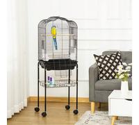 PawHut Cage à oiseaux volière pour oiseaux sur roulettes avec toit ouvrant 3 perchoirs étagère inférieure 46 x 36 x 130 cm noir Description:Gardez votre animal de compagnie stimulé et en sécurité avec