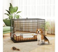 PawHut Cage Chien Acier 2 Portes Verrouillables Spacieuse 106x68x76cm Noir Sécurité | Aosom France