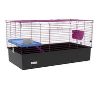 PawHut Cage Cochon d'Inde/Chinchilla/Lapin, gamelle, 99x52x53cm, Noir | Cage pour petits animaux, gamelle, biberon