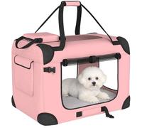 PawHut Cage de transport pliable pour chiens, 60 x 41,5 x 41 cm, cage de transport pour animaux avec fenêtres en filet, coussin moelleux et 2 poignées, sac de transport pour petits chiens et chats,