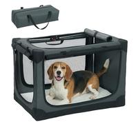 PawHut Cage de Transport Souple pour Chiens et Chats, Cage de Transport Pliable, Panier de Voyage avec Coussin, Housse Lavable, Portes, en Oxford Respirant 600D, 76 x 54 x 54 cm, Vert
