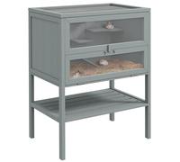 PawHut Cage en Bois pour Hamster avec Étagère 60x40x80 cm Gris