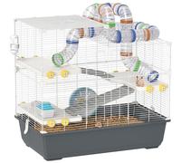 PawHut Cage Hamster 4 Niveaux avec Roue 78x45x73 cm Gris