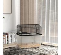 PawHut Cage hamster, cage rongeur, 2 étages, avec roulettes, plaque-forme et échelle, cage pour hamster, en fil d'acier, 57 x 43 x 57 cm, noir Descriptions Longues :Découvrez la joie d'un animal de co