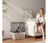 PawHut Cage hamster cage rongeur 3 étages avec roulettes plate-forme et échelle en fil d'acier 57 x 43 x 74 cm noir