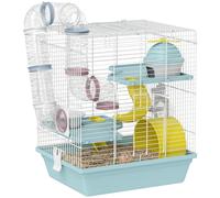 PawHut Cage hamster, cage rongeur à 3 niveaux, avec roue d'exercice, tunnel de jeu, gamelle, cabane, échelle, pour hamsters nain