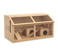 PawHut Cage Hamster en Bois avec Acrylique, 85cm - Habitat Grand pour Rongeur avec Ventilation, Couvercle ouvrant et Accessoires - Terrarium pour gerbilles et Souris 85x45x44cm, Effet Bois Naturel