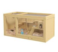 PawHut Cage Hamster en Bois Habitat pour Rongeurs Souris Plusieurs Niveaux | Plateformes, Échelle, Balançoires, Cabane, Distributeur d'Eau, Plateau Amovible, 100 x 50 x 50 cm
