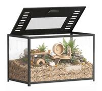 PawHut Cage Hamster en Métal avec Base Profonde - Habitat pour Rongeur Transparent de Vue Panoramique 360°, Couvercle Ouvrant, Aérations Latérales - Cage pour Hamster Syrien Nain, 80x45x50,5cm, Noir