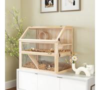 PawHut Cage hamster rongeur à 3 niveaux fond amovible de 31 cm de profondeur cabane balançoire 80x50x76cm finition bois naturel