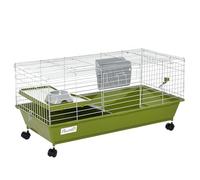 PawHut Cage Lapin/Cochon d'Inde, roulettes, 89x44x43cm, Vert