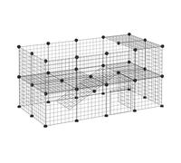 Pawhut Cage parc modulable pour animaux 2 niveaux 146×73×73 cm 36 panneaux bords arrondis noir