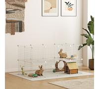 PawHut Cage parc clôture pour animaux domestiques enclos pour petits animaux modulable 2 niveaux fil en acier 146x73x73cm blanc