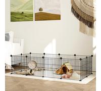 PawHut Cage parc enclos pour animaux domestiques bords arrondis fil en acier 140 x 70 x 35 cm noir