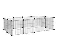 PawHut Cage Parc enclos pour Animaux domestiques L 140 x l 70 x H 35 cm Bords arrondis Fil métallique Noir