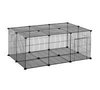 PawHut Cage Parc enclos rongeurs modulable dim. L 105 x l 70 x H 45 cm 1 Porte Fil métallique Noir